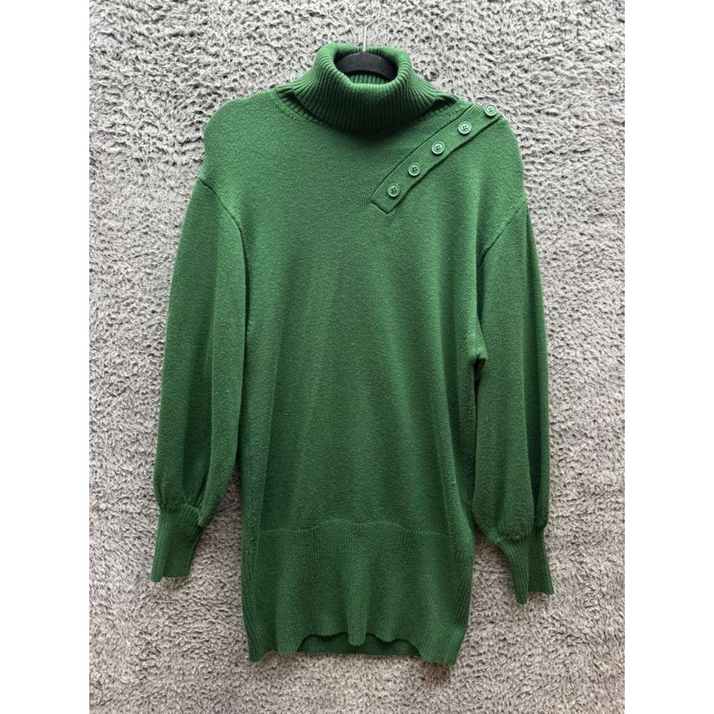 Marissa Webb Blake‎ Button Turtleneck Knitted Sweater Dress Green Womens Size S